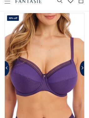 Fantasie Purple Underwire Ribbed & Lace Bra